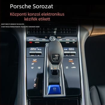 Porsche Cayenne és Panamera elektronikus kézifék gomb dekorációs matrica — alumíniumötvözet átlátszó kulcsmatricák, logó nyomtatás, testreszabás elérhető