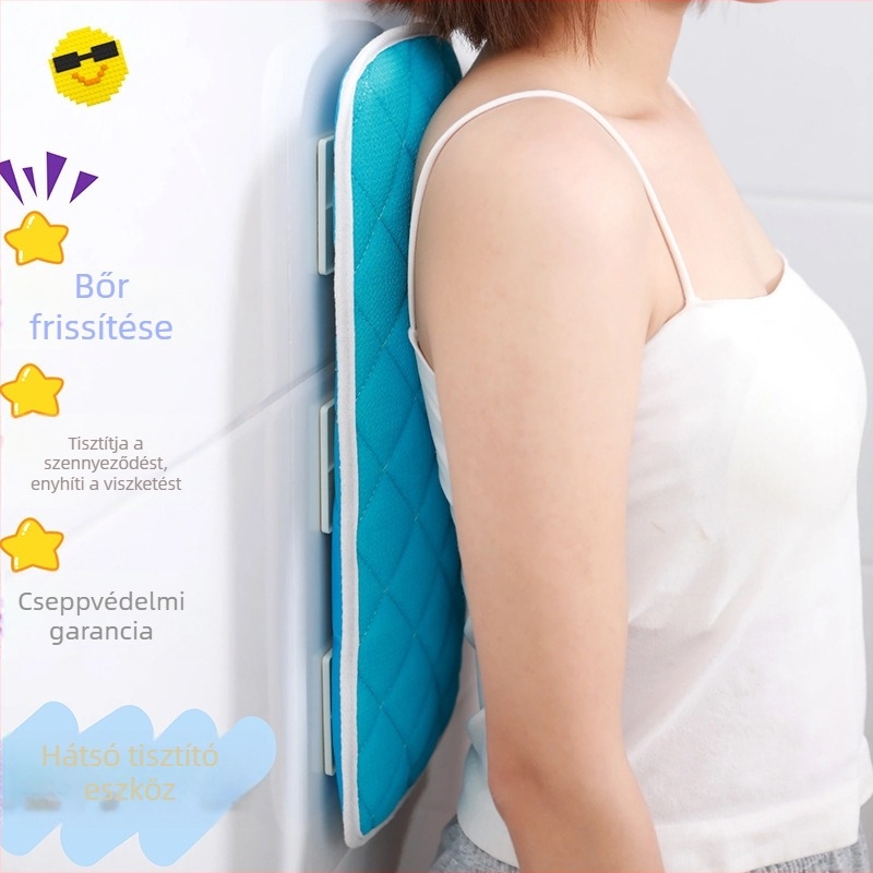 Hátmosó kefé hosszú nyéllel, falra szerelhető testápoló kefével, puha sörtékkel