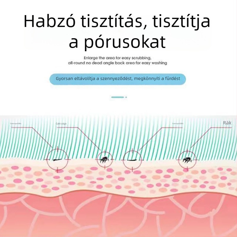 Hátmosó kefé hosszú nyéllel, falra szerelhető testápoló kefével, puha sörtékkel