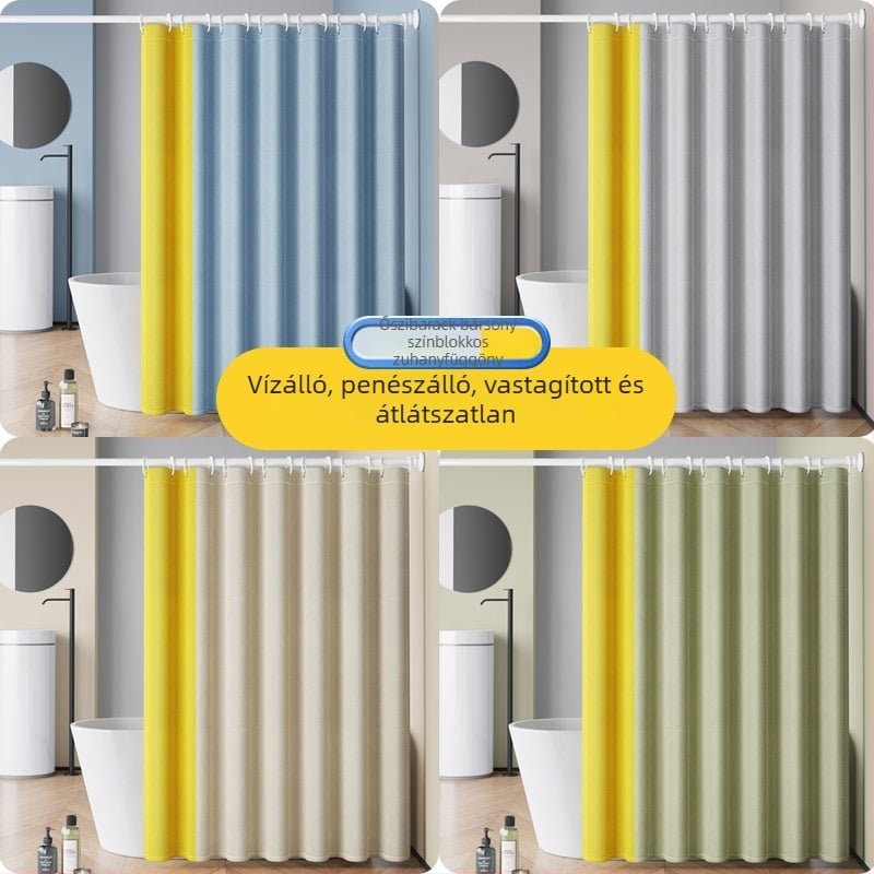 Prémium vastag, vízálló zuhanyfüggöny fürdőszobára, textil elválasztó függöny, 12 színben