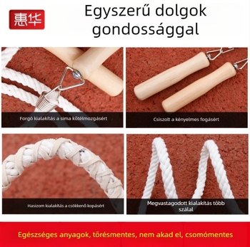 Edzés ugrókötél fa markolattal, pamut kötél, testreszabható specifikációk