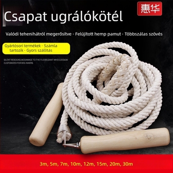 Edzés ugrókötél fa markolattal, pamut kötél, testreszabható specifikációk