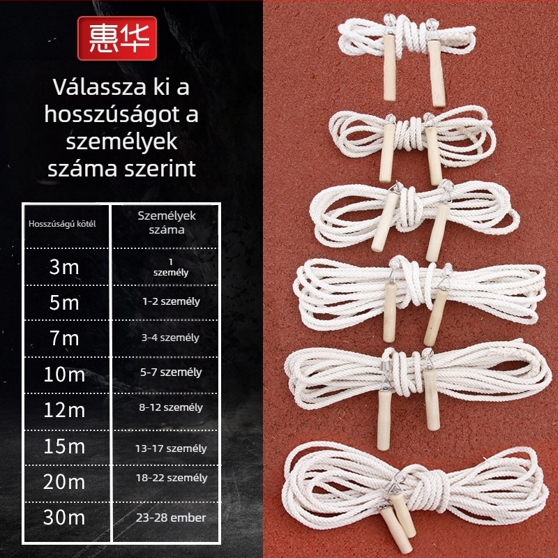 Edzés ugrókötél fa markolattal, pamut kötél, testreszabható specifikációk