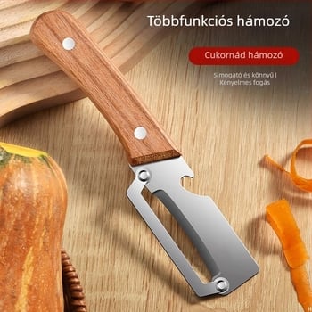 Többcélú hámozókés rozsdamentes acél pengével és fa markolattal