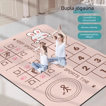 Szülő-gyermek jóga matrac, suede felület, 6 mm vastagság, geometriai mintázat, beltéri használat otthoni jóga és tánc