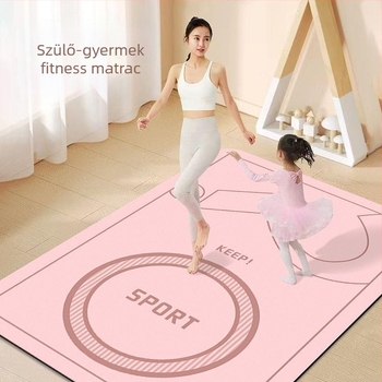Szülő-gyermek jóga matrac, suede felület, 6 mm vastagság, geometriai mintázat, beltéri használat otthoni jóga és tánc