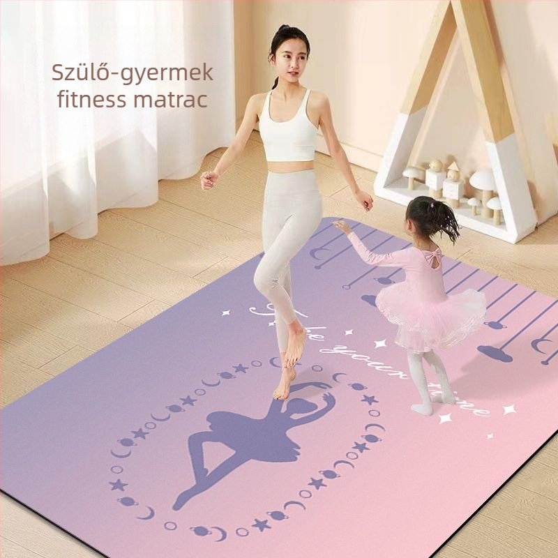 Szülő-gyermek jóga matrac, suede felület, 6 mm vastagság, geometriai mintázat, beltéri használat otthoni jóga és tánc