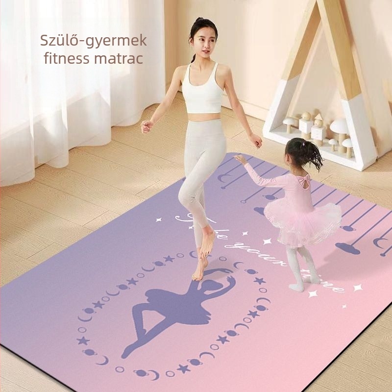 Szülő-gyermek jóga matrac, suede felület, 6 mm vastagság, geometriai mintázat, beltéri használat otthoni jóga és tánc