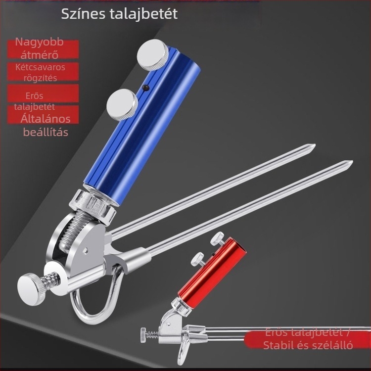 Talajon álló horgászbot-tartó alumíniumötvözet alapzattal, nem összecsukható, nem forgó