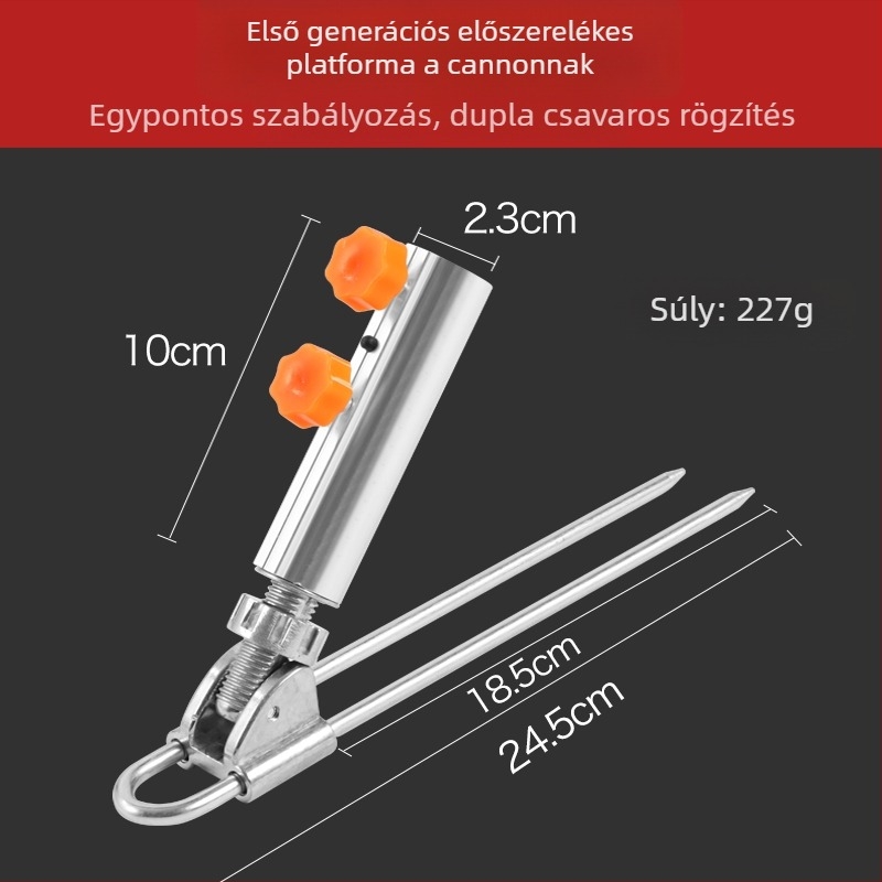 Talajon álló horgászbot-tartó alumíniumötvözet alapzattal, nem összecsukható, nem forgó
