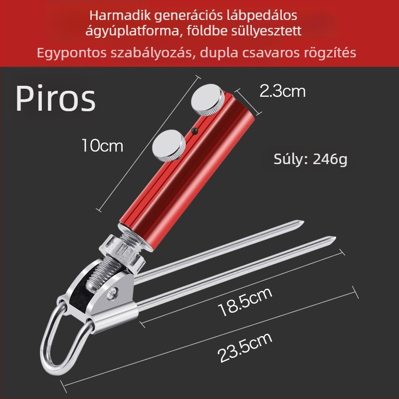 Talajon álló horgászbot-tartó alumíniumötvözet alapzattal, nem összecsukható, nem forgó
