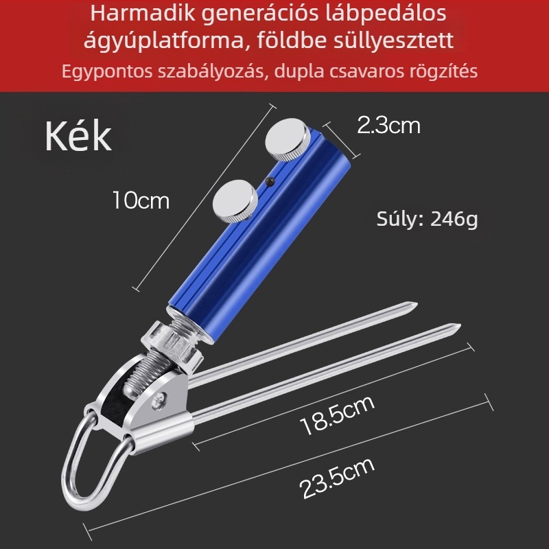Talajon álló horgászbot-tartó alumíniumötvözet alapzattal, nem összecsukható, nem forgó