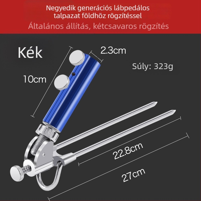 Talajon álló horgászbot-tartó alumíniumötvözet alapzattal, nem összecsukható, nem forgó