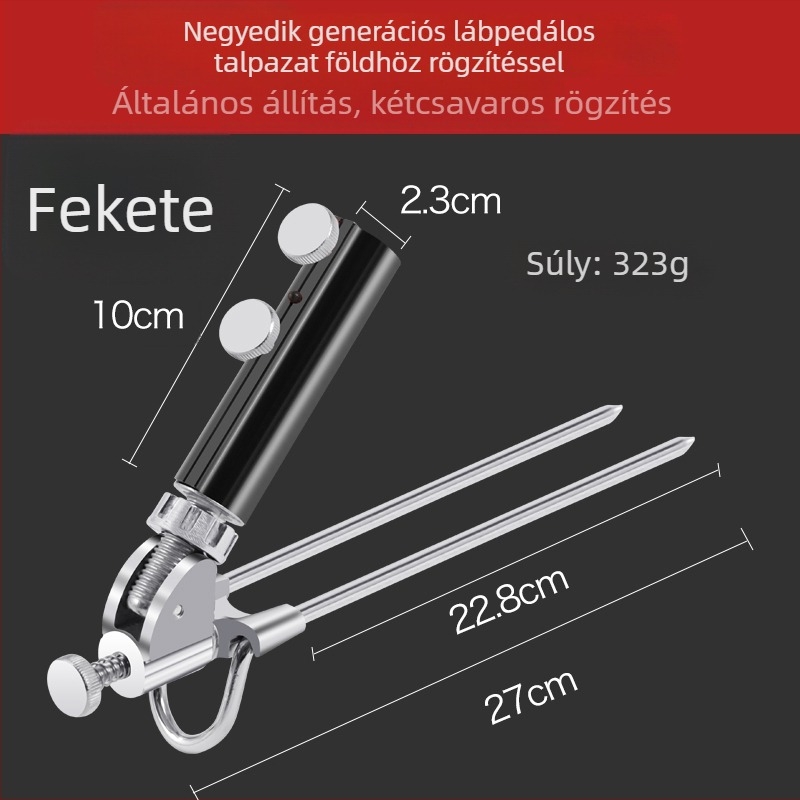 Talajon álló horgászbot-tartó alumíniumötvözet alapzattal, nem összecsukható, nem forgó