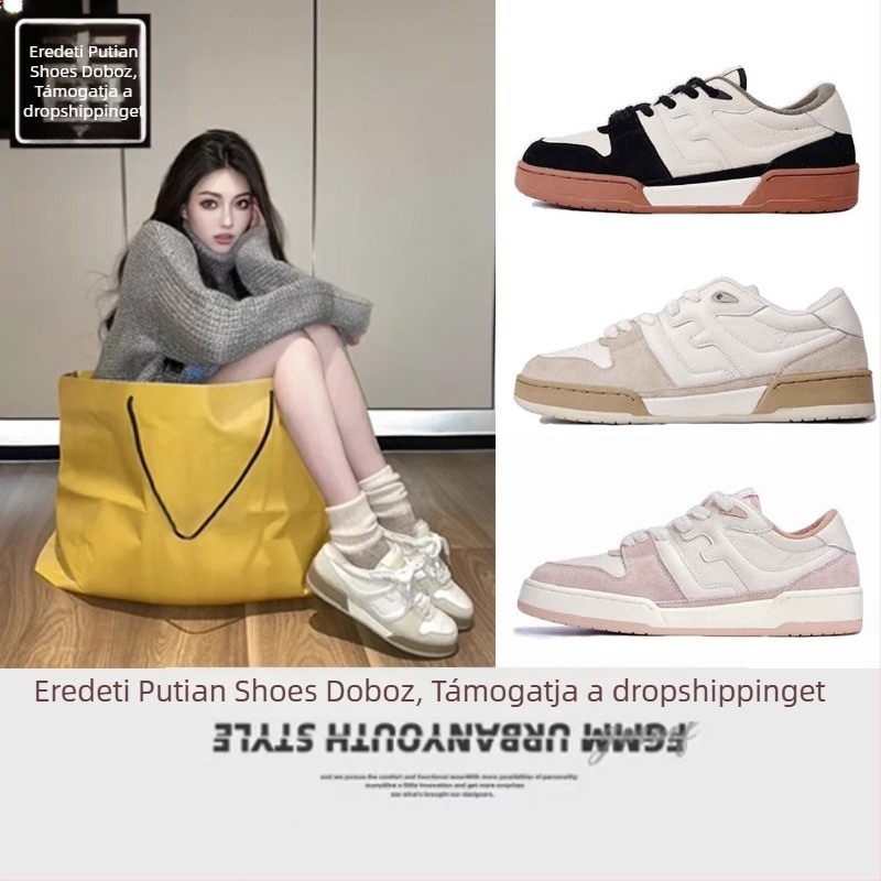 Uniszex valódi bőr tornacipő, retro stílus, alacsony szár, fűzős záródás, gumitalp, kopásálló, paneles dizájn, 2025 tavaszi megjelenés.