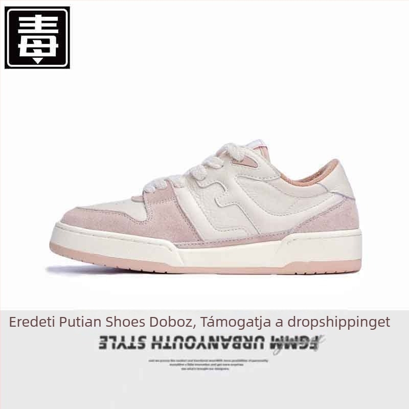 Uniszex valódi bőr tornacipő, retro stílus, alacsony szár, fűzős záródás, gumitalp, kopásálló, paneles dizájn, 2025 tavaszi megjelenés.