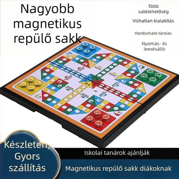 Mágneses Összecsukható Sakkkészlet – Két játék egyben: Katonai sakk és backgammon, műanyag kivitel, 7-14 éveseknek