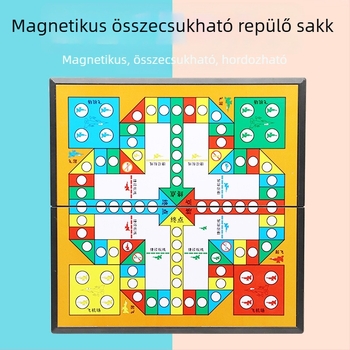 Mágneses Összecsukható Sakkkészlet – Két játék egyben: Katonai sakk és backgammon, műanyag kivitel, 7-14 éveseknek