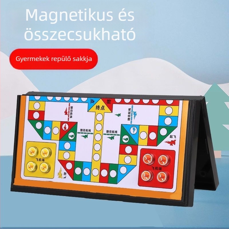 Mágneses Összecsukható Sakkkészlet – Két játék egyben: Katonai sakk és backgammon, műanyag kivitel, 7-14 éveseknek