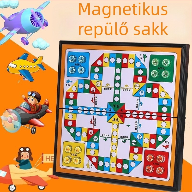 Mágneses Összecsukható Sakkkészlet – Két játék egyben: Katonai sakk és backgammon, műanyag kivitel, 7-14 éveseknek