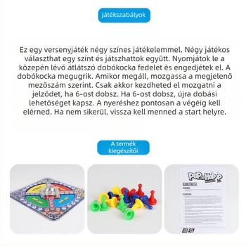 Asztali játék: Négy a sorban – Flying Chess, oktató és interaktív, műanyag, 7–14 éveseknek.