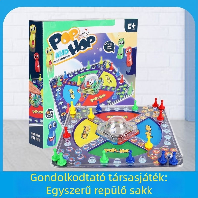 Asztali játék: Négy a sorban – Flying Chess, oktató és interaktív, műanyag, 7–14 éveseknek.