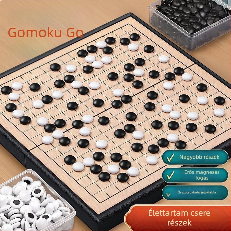 Mágneses Gomoku és Go készlet – mágneses figurák és mágneses szabványos tábla, gyermekek kezdő készlet, felnőtt kiadás
