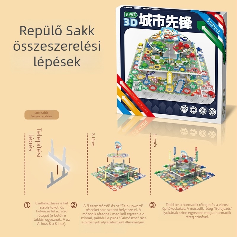 3D repülő sakkasztali játék - Háromrétegű tábla, Szülő-gyermek interakció, Műanyag anyag, 0–3 évnek