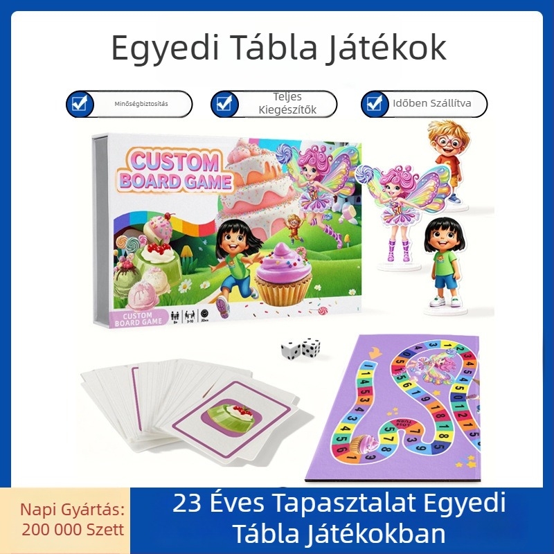Családi társasjáték-készlet testreszabható Monopoly-val, repülő sakkal és kígyó–létra elemekkel – interaktív puzzle kártyák, bevont papírból készült játékelemek, 4–14 éveseknek