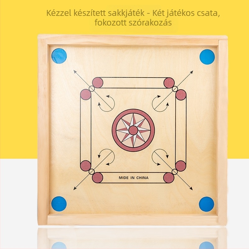 Fából készült karromtábla – asztali társasjáték két játékos számára, színes dobozban