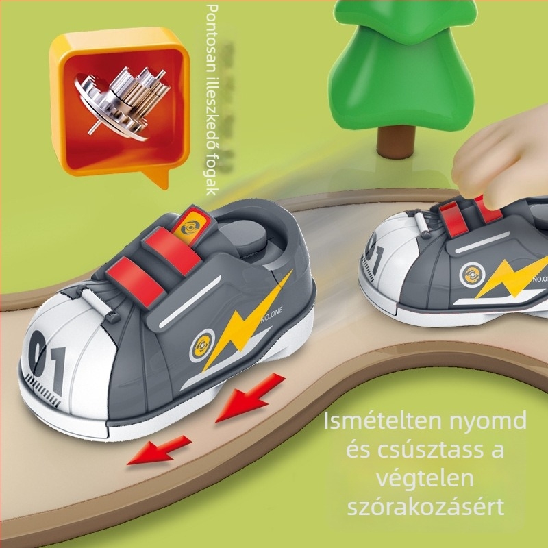 Műanyag asztali foci játék inertia katapulttal — 4–6 éveseknek, dobozos csomagolás.
