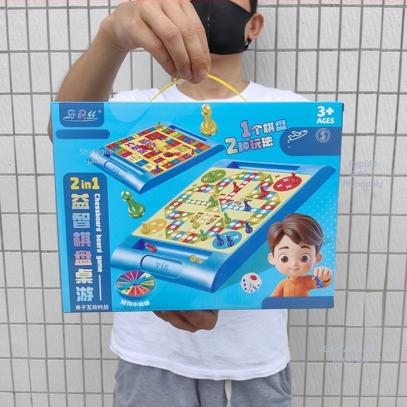 Két az egyben multifunkcionális asztali sakk tábla: Flying Adventure Chess, Snake Chess és Beast Chess – Oktatási játék 4–14 éveseknek, műanyagból