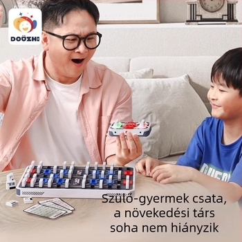 Okos katonai sakk gyerekeknek – két játékos harci kártyákkal, zászlós táblával és bíróval