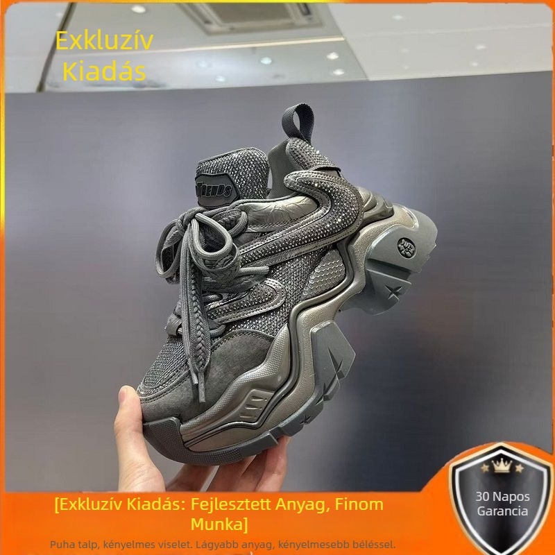 Női vastag talpú edzőcipő, textiles felsőrész, gumitalp, fűzőkkel, latex talpbetét, csúszásgátló, tartós