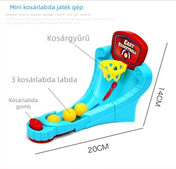 Asztali kosárlabda játék ujj-katapultával — oktató játék a kéz-szem koordinációhoz, műanyag kivitel, 4–6 éveseknek, interaktív családi játék