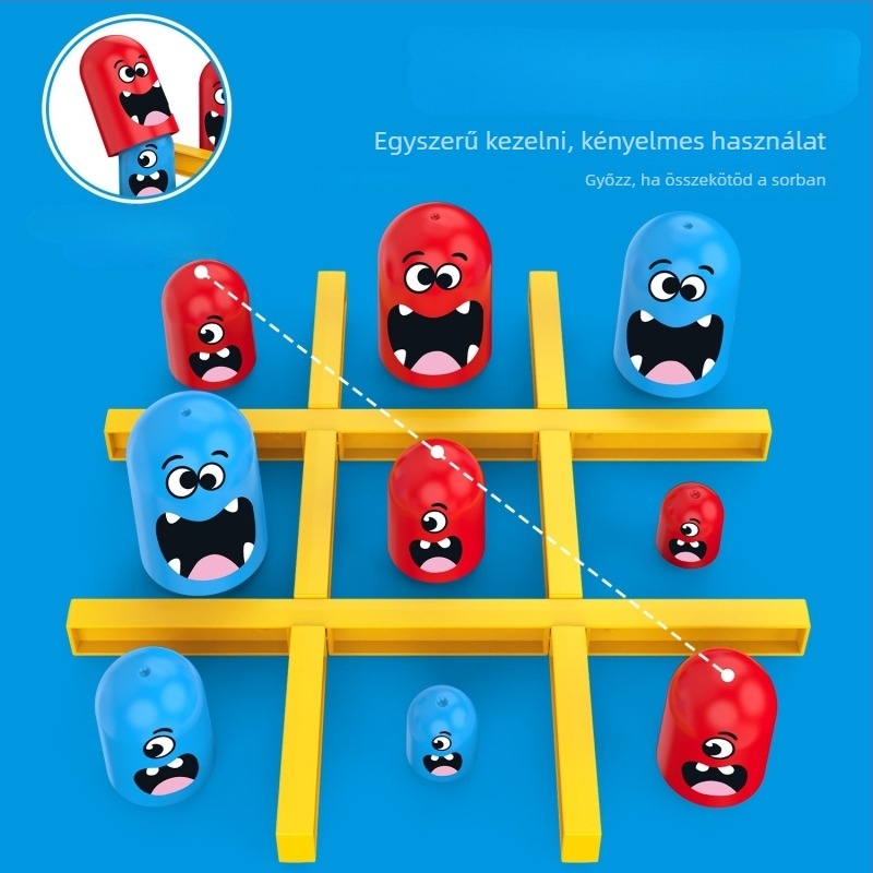 Gyerekeknek szóló Tic Tac Toe játék — Műanyag harci játék darabokkal, Játék darabok (Korosztály: 7–14, 15–35; Eredet: Guangdong; Anyag: Műanyag; Klaszifikáció: Játékelemek; Különleges jellemzők: Harci játék)