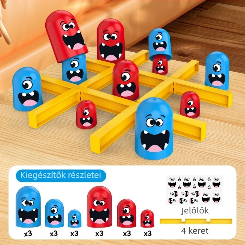 Gyerekeknek szóló Tic Tac Toe játék — Műanyag harci játék darabokkal, Játék darabok (Korosztály: 7–14, 15–35; Eredet: Guangdong; Anyag: Műanyag; Klaszifikáció: Játékelemek; Különleges jellemzők: Harci játék)