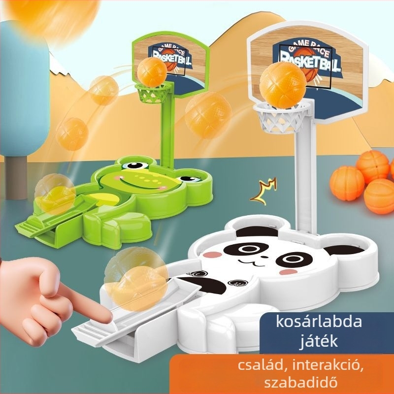 Asztali kosárlabda dobó játék, műanyag kivitel, beltéri használatra, kilövéses mechanizmus, 14 éves kortól