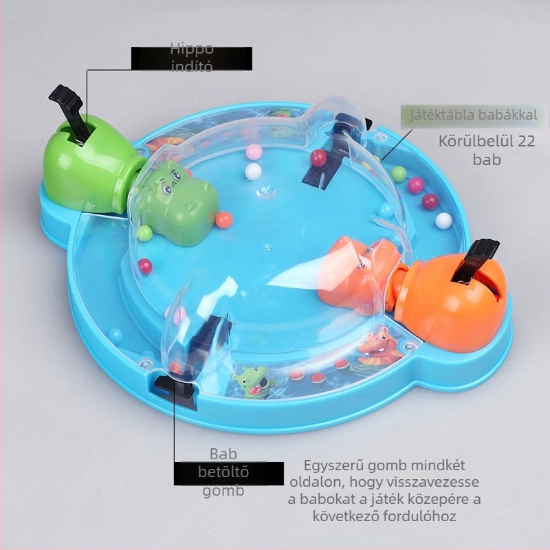 Asztali játék Hippo-Frog Eating Beans — többjátékos családi interakció, műanyag, 4–14 éveseknek, Hua Mei Le