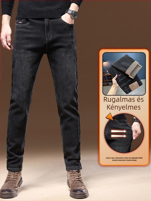Férfi Slim Fit stretch farmer, vékony szabású casual farmer nadrág tavasz–őszre, fiatalos stílus