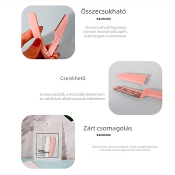 Szemöldök-trimmelő készlet biztonságos kialakítással, rozsdamentes acélból, kezdőknek – szemöldök formázása és vágása