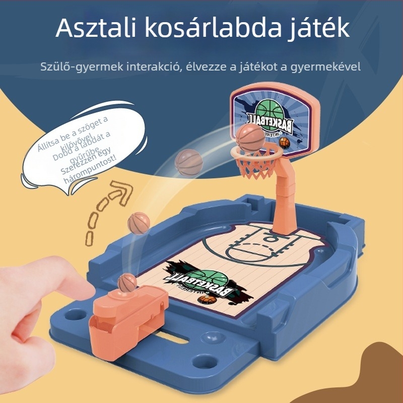 Asztali kosárlabda játék ujjjal aktiválható — puzzle funkció, műanyag kivitel, 4–6 éveseknek