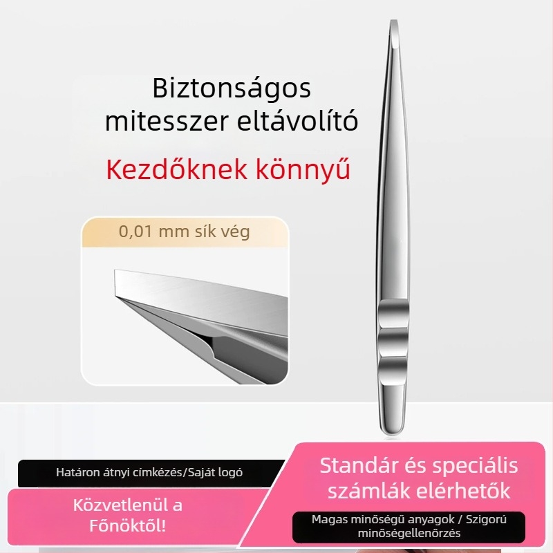 Rozsdamentes acélból készült pattanás- és szemöldök klipek lapos csipeszekkel