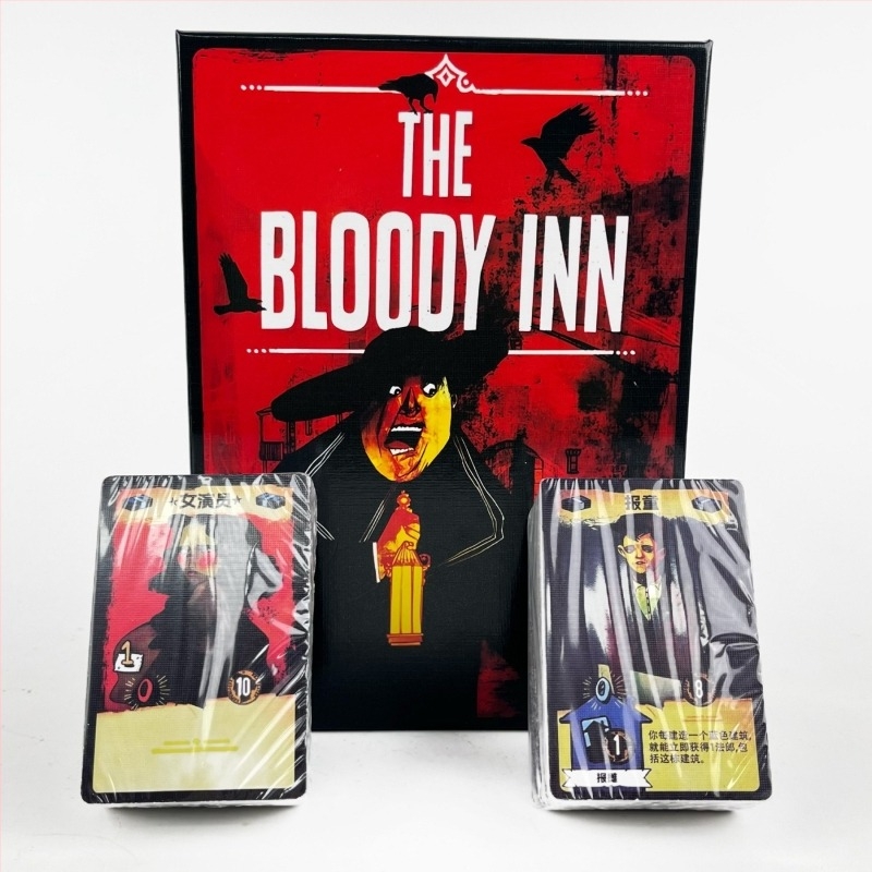Kártyakezeléses társasjáték Bloody Inn – papíralapú kártyák; 14 éves kortól; fiatalok 15–35 év.