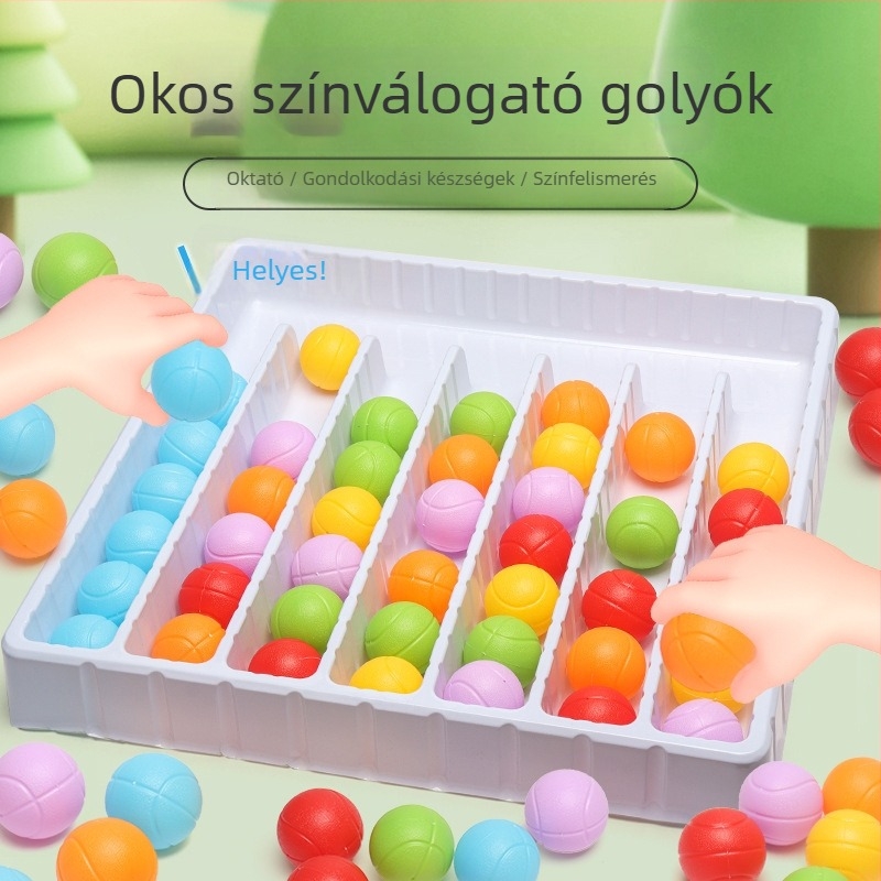 Okosító asztali puzzle színes golyókkal gyerekeknek — interaktív családi játék beltéri használatra