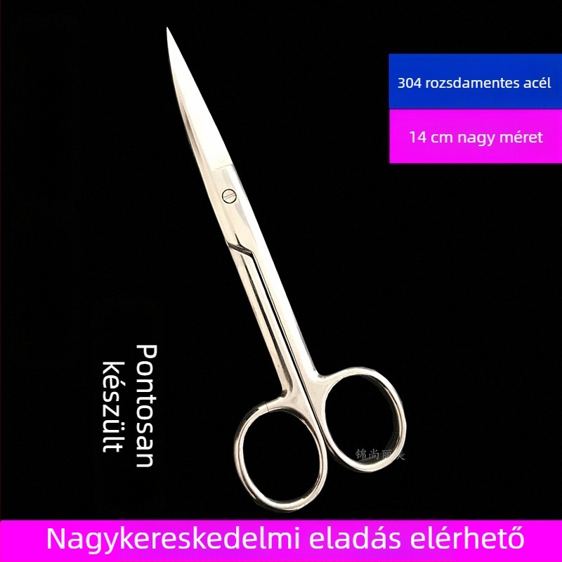 Ívelt alakú sminkolló rozsdamentes acélból, professzionális nagy olló, QYMJS márka, eredet Kína