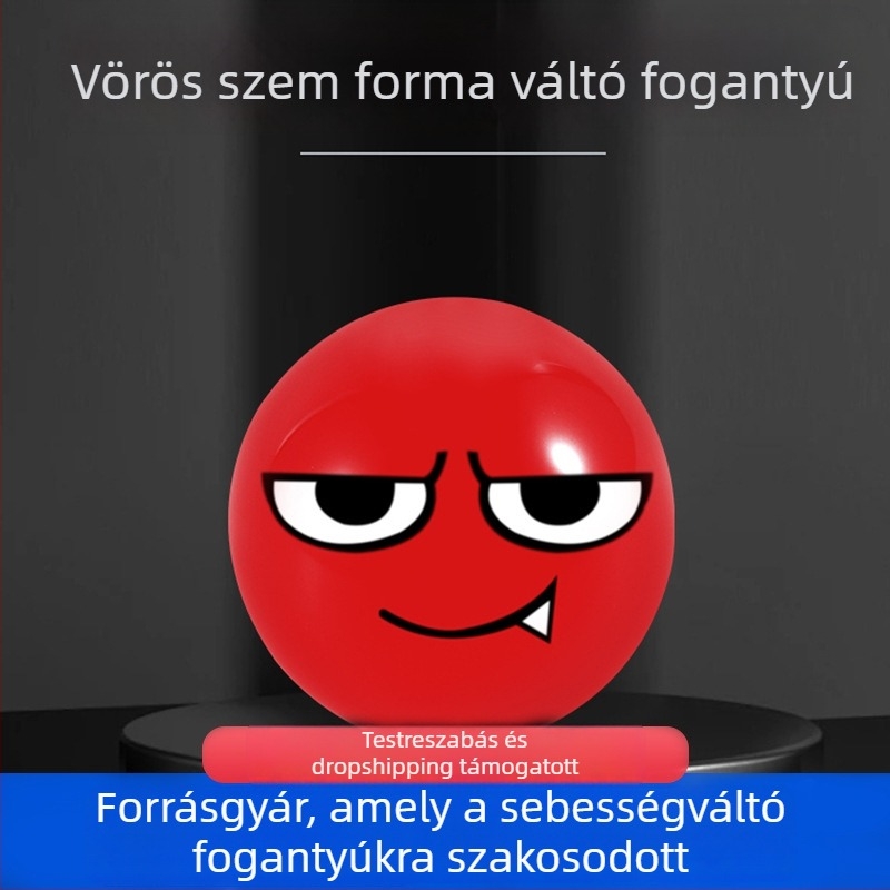 Váltókar gomb – piros gömb szem dizájn, akril anyag, univerzális illeszkedés, nem testre szabható
