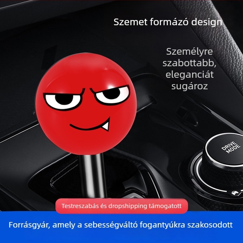 Váltókar gomb – piros gömb szem dizájn, akril anyag, univerzális illeszkedés, nem testre szabható