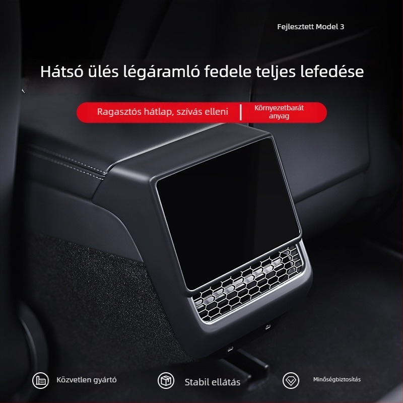 YZ ABS hátsó klímaberendezés-ventilációs védőfedél Tesla Model 3/Model Y-hoz, ragasztóval történő felszerelés