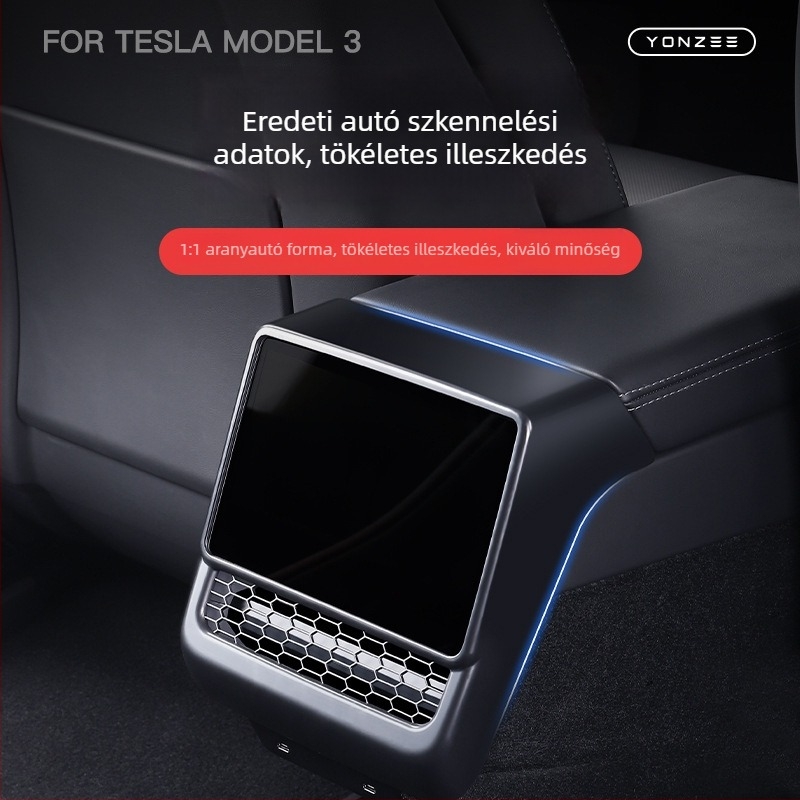 YZ ABS hátsó klímaberendezés-ventilációs védőfedél Tesla Model 3/Model Y-hoz, ragasztóval történő felszerelés
